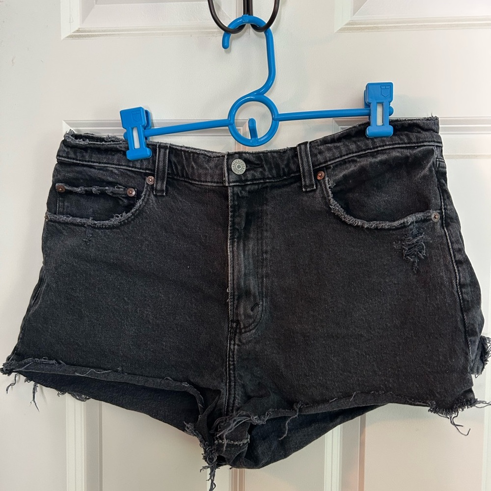 Abercrombie & Fitch Black Distressed Denim Jean Shorts